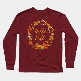 Hello Fall Autumn Design Long Sleeve T-Shirt